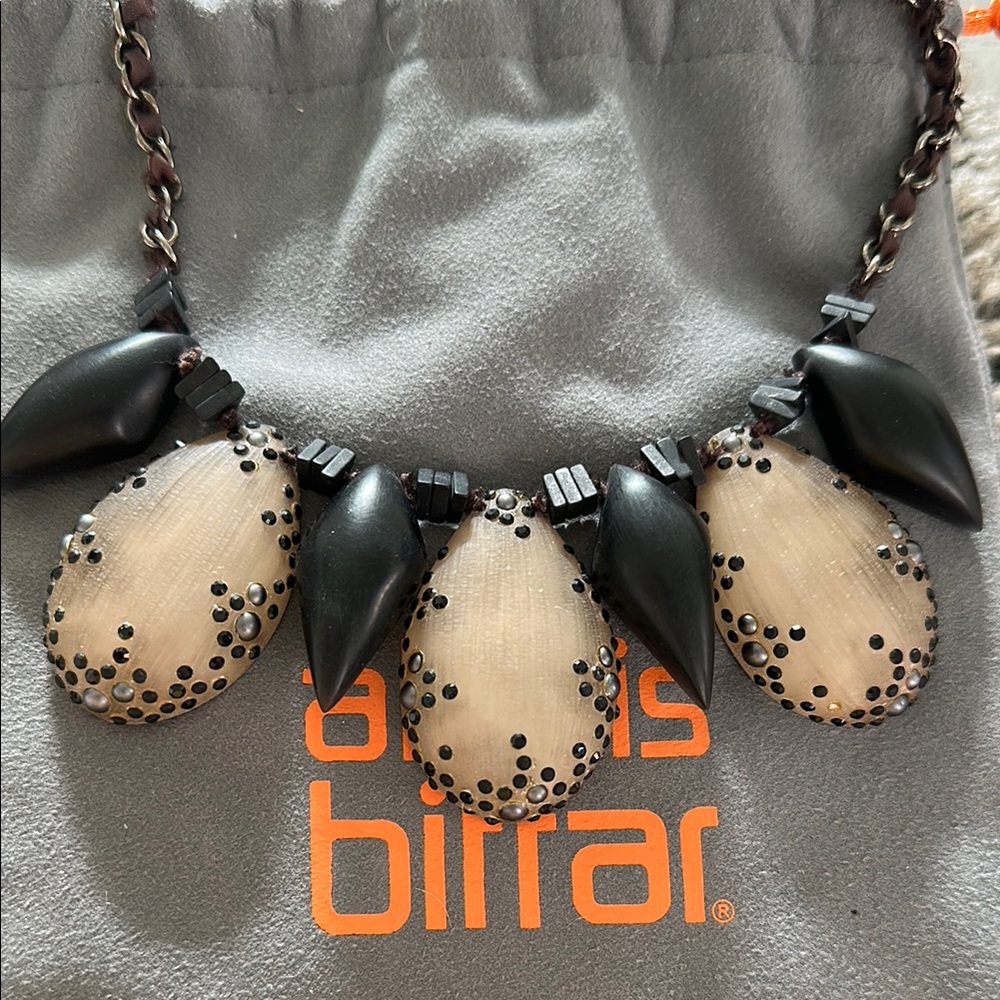 Alexis Bittar Black and Cream Teardrop Necklace